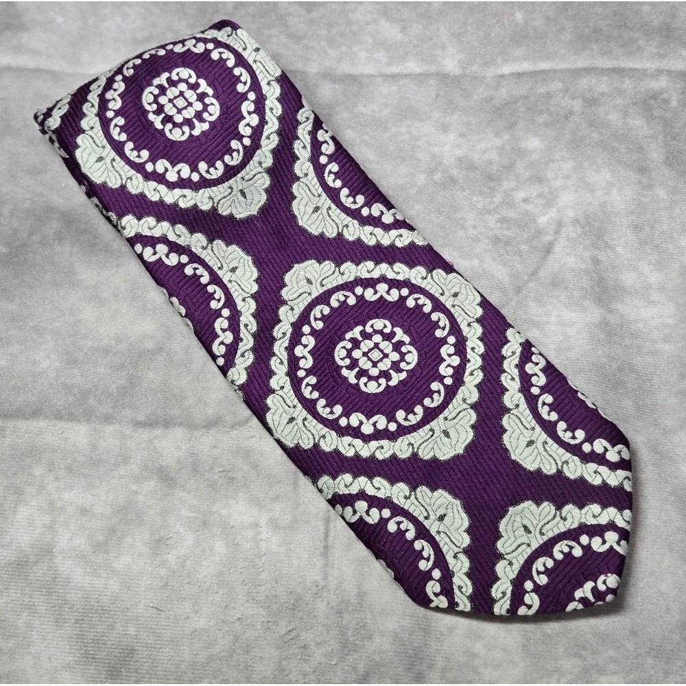 Vintage Prangebilt‎ Men's Necktie Purple Silver 35"